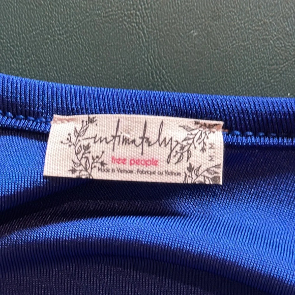 Free People Intimately In Your Arms Bodysuit Electric Blue Size M Plunging Neck - Picture 8 of 12